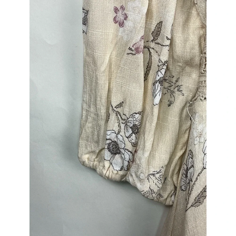 American Rag Cie Long Sleeve Lace Up Bodice Floral Dress in Cream Sz XL - Picture 4 of 11